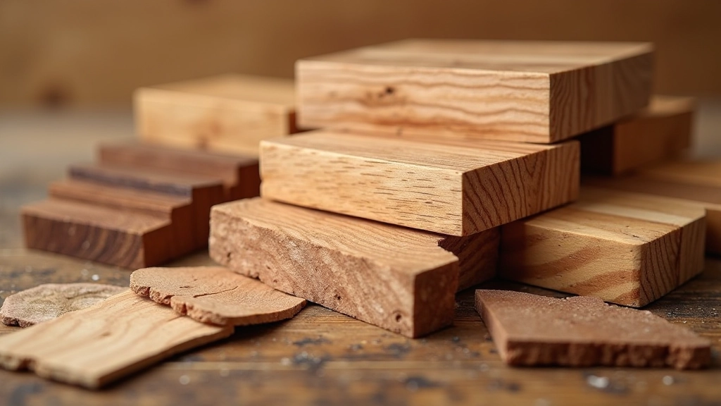 Selection of British hardwood samples showing different grain patterns and colors
