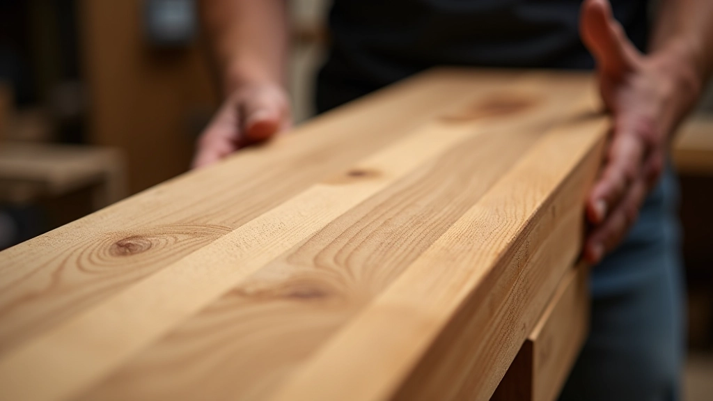 Wooden board with grain direction marked showing how wood fibers run and angle across the surface in diagonal pattern